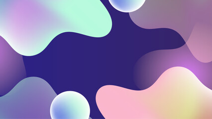 Abstract pastel shapes on dark blue background, suitable for backgrounds, wallpapers, graphic design projects, social media posts, and artistic presentations.