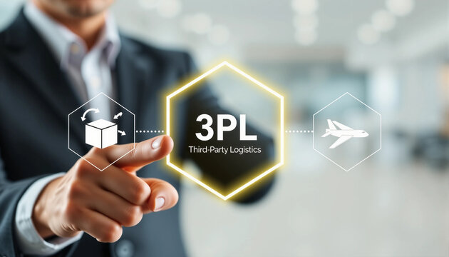 3PL. Third Party Logistics ( 3PL ) Business concept. Integrated warehousing and transportation operation service.