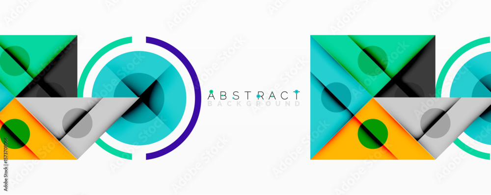 Poster modern abstract design. geometric shapes overlap, creating vibrant color patterns. clean lines, mini