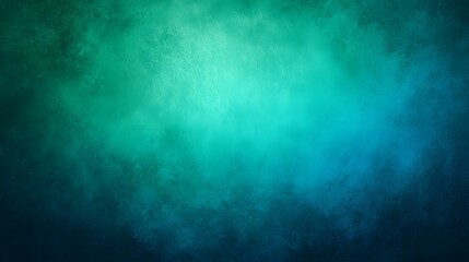Fototapeta premium Tranquil gradient background transitioning from teal to emerald green featuring a soft textured pattern and a gentle vignette effect for a calming atmospheric aesthetic