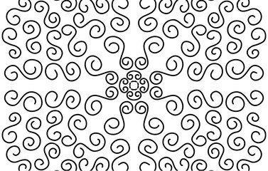 Retro vintage swirl floral fabric pattern with seamless artistic circle and spiral ornament