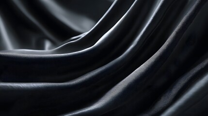 Obraz premium Luxurious shiny black satin fabric cascades in a mesmerizing wave like motion creating an elegant and reflective surface