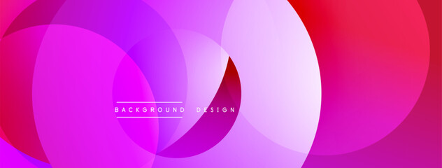 Abstract vibrant circles overlap, creating dynamic pink, purple gradient. Text reads background design centered within composition.