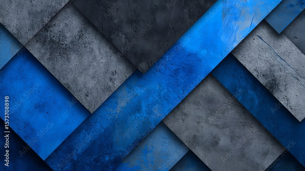 Poster a striking abstract composition featuring overlapping geometric shapes in cool blue and gray tones l