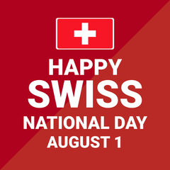 Greeting card design wishing everyone a happy Swiss National Day with festive elements.