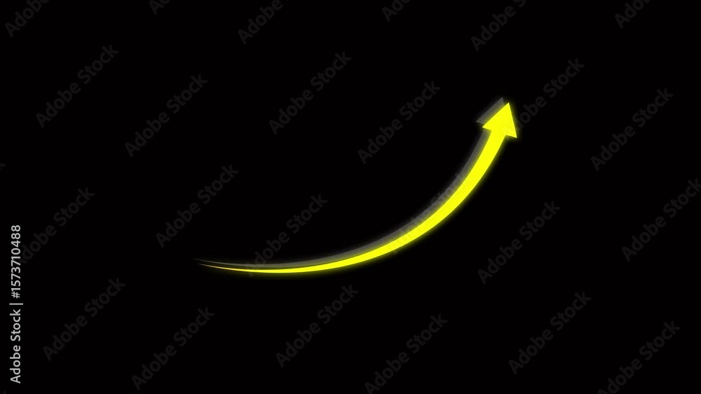 Poster abstract arrow business graph icon animation background. glowing color rising arrow transparent chan