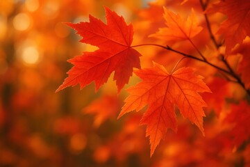 Spectacular Autumn Foliage with Glowing Maple Leaves