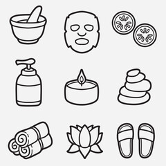 set of spa with outline style good for icon, symbol, element design, etc