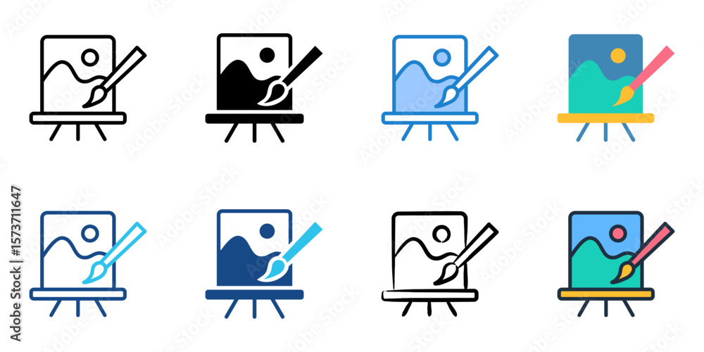 Poster art class icon set multiple style collection