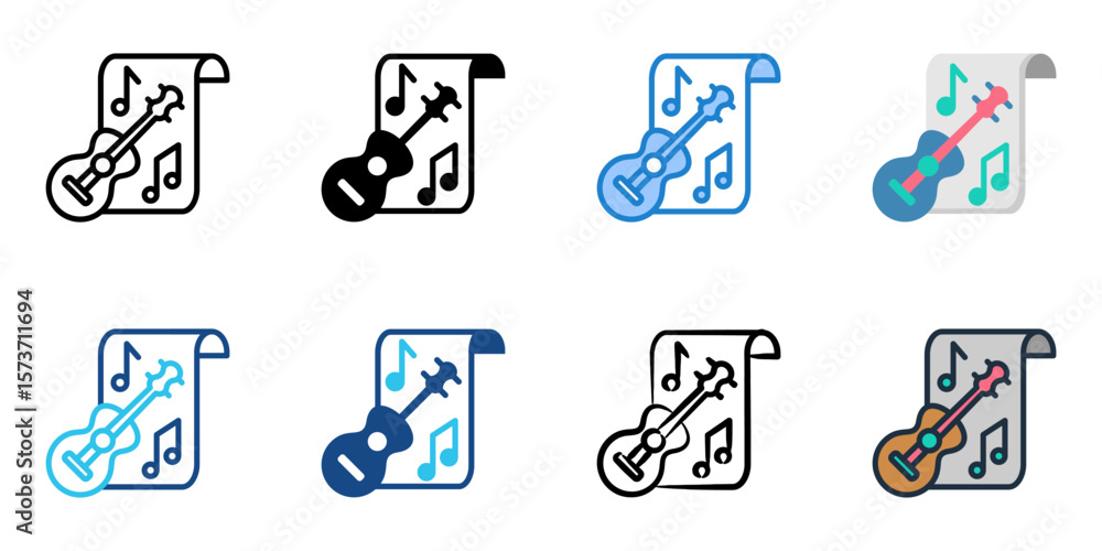 Poster music class icon set multiple style collection