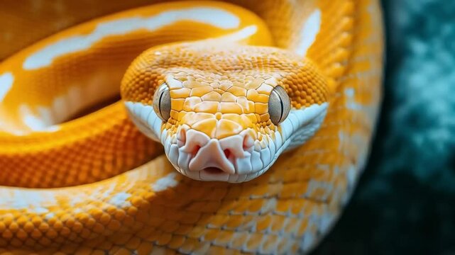 Close-Up of a Beautiful Orange Snake with Striking Scales