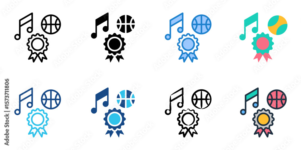 Poster extracurricular icon set multiple style collection