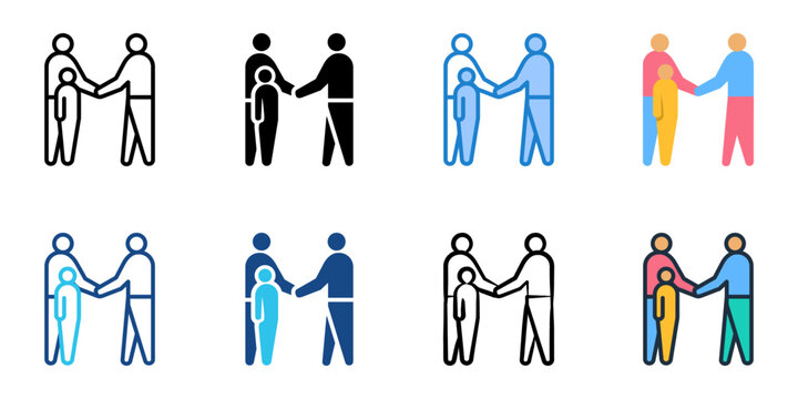 Parent Teacher Meeting icon set multiple style collection