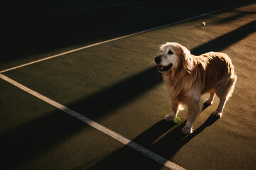 01.020.001.008.u8969375333 A A dog playing tennis on a sunny court...Emphasi d58b386f-de48-4101-b4ba-bb1615a10f26 3