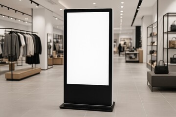 Modern digital advertising display screen in shopping mall with premium mockup design