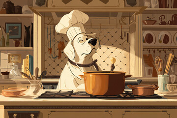 01.020.001.016.u8969375333 A chef dog cooking in a fancy kitchen. Emphasize  c084ca7b-3b48-43a7-8a1b-f63626e9d312 3