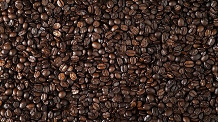 Fototapeta premium Dark Roasted Coffee Beans Spread on a Wooden Surface for Inspiration