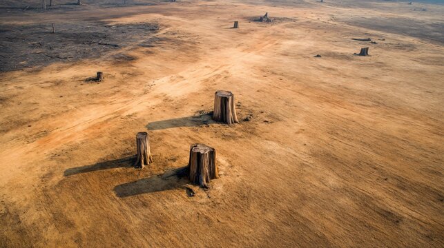 Deforestation impact aerial view of deforested land environmental crisis global concern