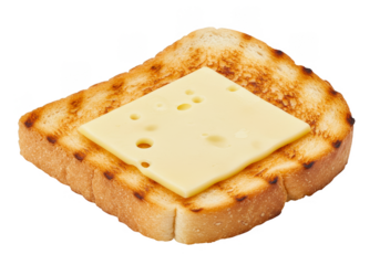 Isolated Toast with Cheese Square in PNG Transparent Background