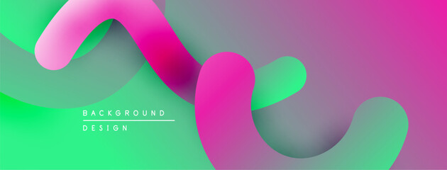 Abstract fluid shapes, vibrant gradients. Pink, green, purple hues blend seamlessly. Modern design element for backgrounds.