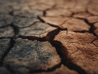 Obraz premium Impact of deforestation on cracked dry soil in nature macro photography environmental awareness