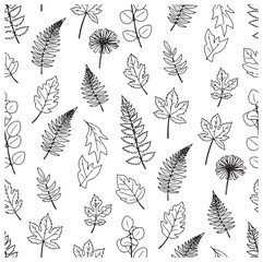 Minimal Leaf Outline Seamless Botanical Pattern. AI generator
