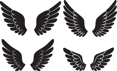 Fototapeta premium Elegant angel wings design in striking silhouette style