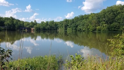 Clouds Reflected in a Lake, Salem Lake Regional Park, Asheboro, North Carolina