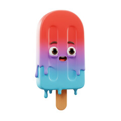 Cute cartoon popsicle character with a surprised expression isolated on transparent background