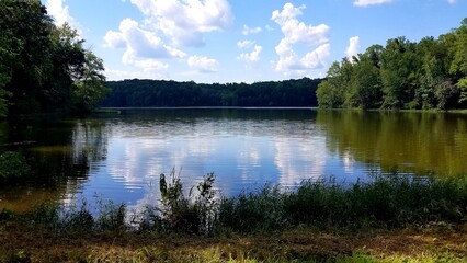 Reflections in the Water at Salem Lake Regional Park, Asheboro, North Carolina