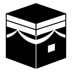 Silhouette Illustration of Islamic Kaaba in Mecca with Tower Minarets