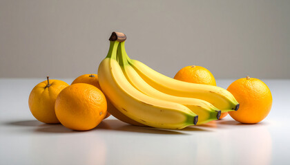 Close-up of fresh banana and orange
