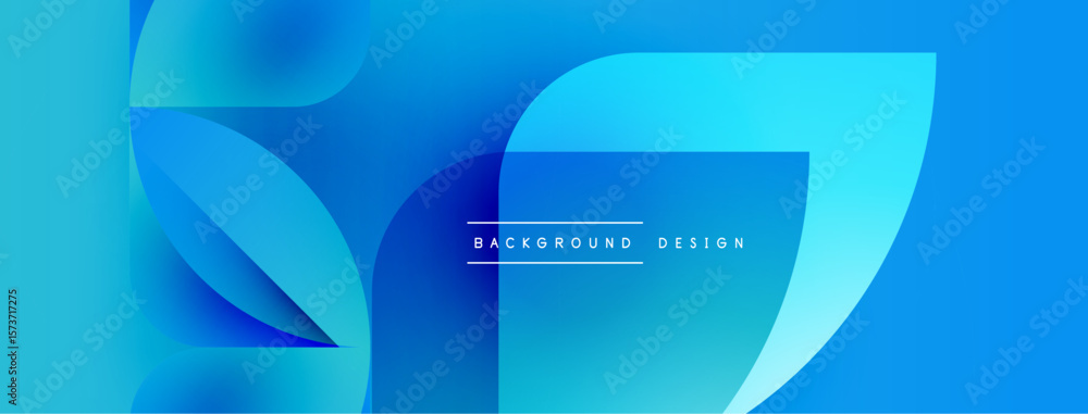 Poster abstract blue layers create dynamic composition. gradient shades suggest depth, modern aesthetic. mi