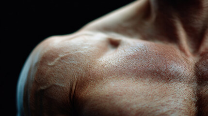 Naklejka premium Salt intake concept. Close-up of a muscular shoulder showcasing strength and fitness.