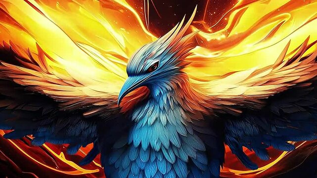phoenix in Delfts Blauw realistis and slow,ai generative