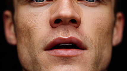 Obraz premium Cardiac output concept. Close-up portrait of a man expressing curiosity and surprise.