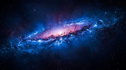 Fototapeta premium A breathtaking view of a vibrant blue and pink nebula illuminating the vast darkness of the cosmos with countless stars