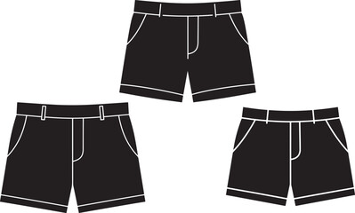Simple black shorts graphic design in a clean silhouette style