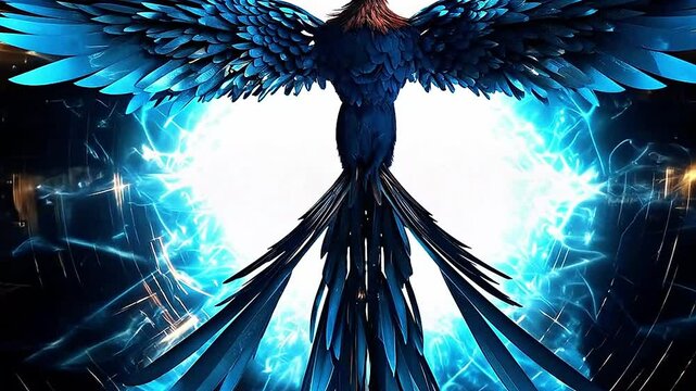 phoenix in Delfts Blauw realistis and slow,ai generative