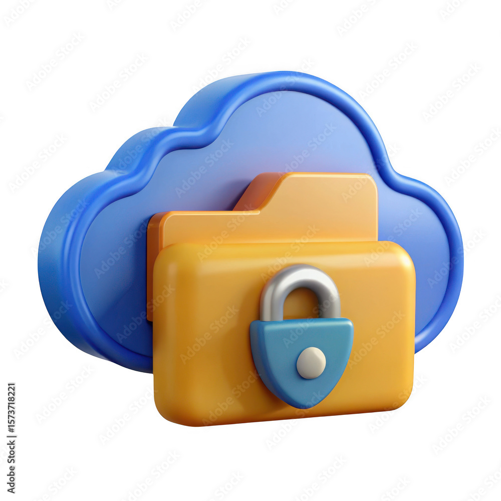 Poster 3d secure cloud storage folder icon isolated on transparent background