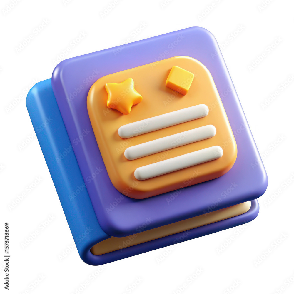 Poster 3d stylized notebook icon isolated on transparent background