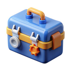 3d cartoon tool box isolated on transparent background