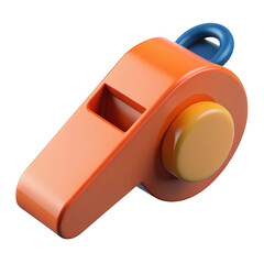 3d orange and blue whistle isolated on transparent background