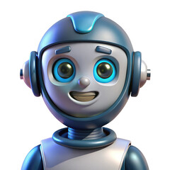3d cute robot character friendly ai bot isolated on transparent background