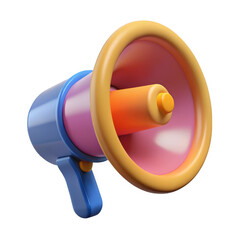 3d cartoon megaphone announcement isolated on transparent background
