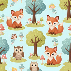 Naklejka premium seamless pattern with animals