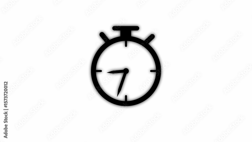 Poster simple black and white stopwatch icon representing concepts like time deadlines and measurement