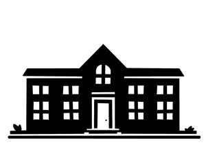 House silhouette. House icon in black and white. House isolated on a white background. Vector illustration.
