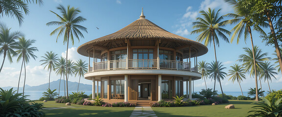 Resort cottage on a hill, tourist spot, holiday vacation