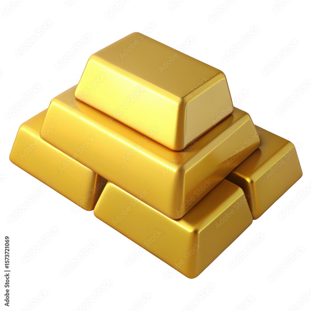 Poster 3d realistic gold bars stack isolated on transparent background